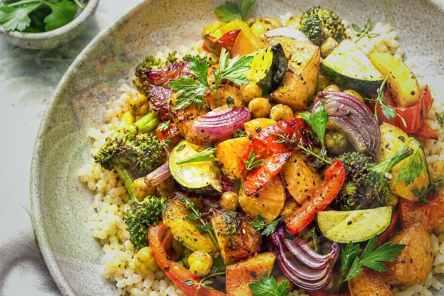 Bowl de riz arborio aux légumes (batch cooking) d'hiver