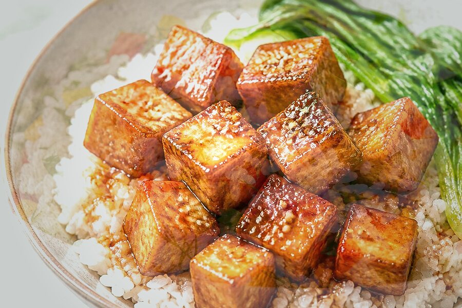 En salade de riz gluant au tofu (express 15 min)