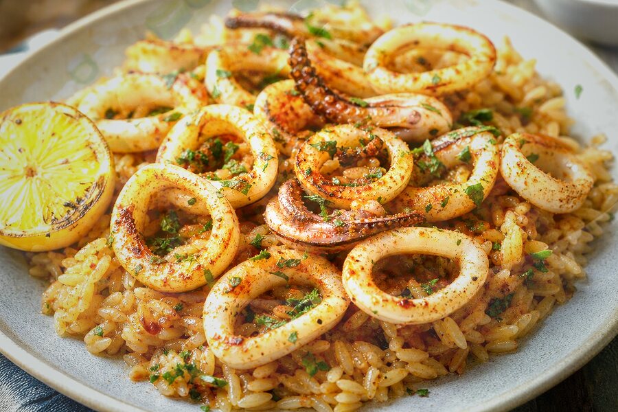 Riz thaï au gingembre et calamars (facile)